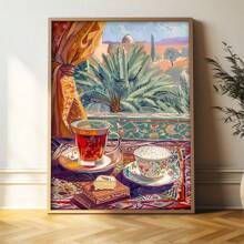 1 pièce Affiche canevas de thé arabe vintage, art déco classique sans cadre, impression murale à l'encre, convient pour le salon, la chambre à coucher, le bureau à domicile, la cuisine, la salle à manger, la décoration intérieure et extérieure
