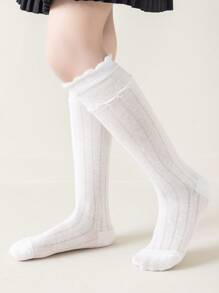 3 Pairs Floral Textured Mesh Kids Crew Socks, Spring/Summer