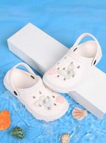 Zuecos de madera con perlas para niñas, zapatos de jardín, sandalias ligeras y cómodas de suela calada con adorno de lazos - Apropiados para el hogar, el jardín y exteriores, Pantuflas de EVA para niñas