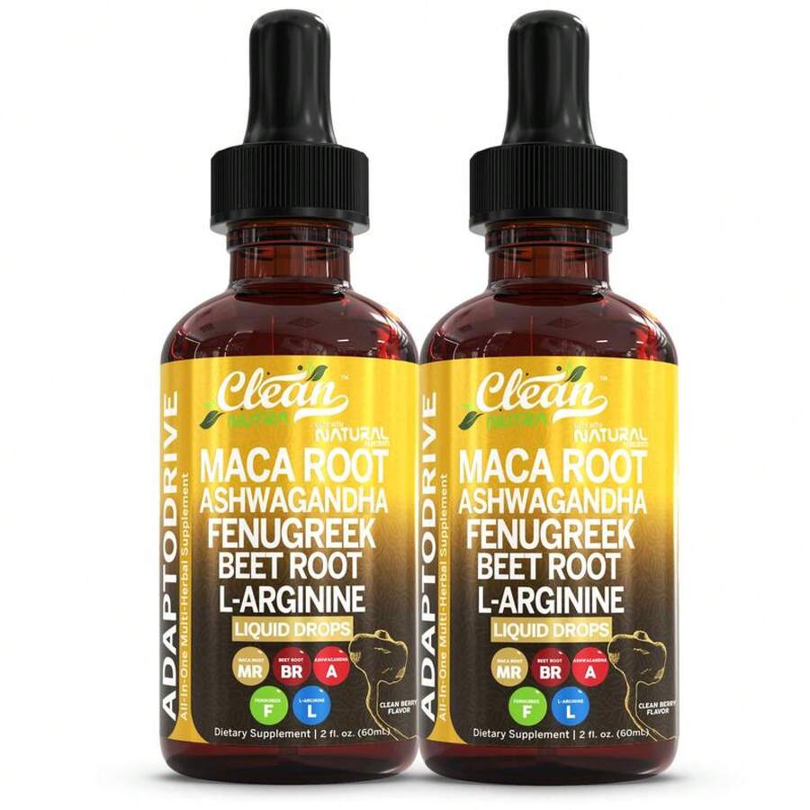 RYZE SUPERFOODS Natural Energy & Hormone Balance Drops | Organic Maca Root, Ashwagandha, Fenugreek, Beet Root + L-Arginine | Adapto Drive Multivitamin For Both Genders - 2 Bottle - 查看 1