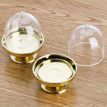 12 件 - 带盖迷你蛋糕架，塑料纸杯蛋糕架盘圆顶盖，透明小蛋糕展示架，适用于巧克力、甜点、婚礼、生日、迎婴派对、茶会用品，金色 - 彩色 - 查看 4