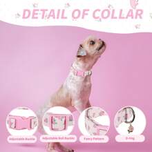 1pc Cute Dog Collar With Flower Pendant, Adjustable Soft Comfortable Pet Floral Print Collar Suitable For Small, Medium, Large Dogs, Pink