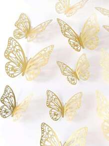 Set de 12/48/72 Piezas de Pegatinas de Mariposas 3D Huecas para Decoración de Pasteles, Boda, Sala de Estar, Hogar, Fiesta de Revelación de Sexo, Decoración de Habitación, Decoración de Pared, Pegatinas Personalizadas
