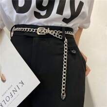 Plus Size Fashion Metal Chunky Chain Waist Belt For Women, Suitable For Dress, Shirt Summer, School