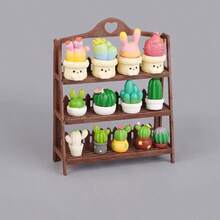 1pc Mini Shelf, Mini Storage Rack, Mini Food/Toy Rack, Mini Cactus Decoration, Fake Shelf, Mini Shelf Model, Miniature Model Decoration, Dollhouse Decor Accessory, Play House Toy, Fake Furniture Model - Multicolor - View 8