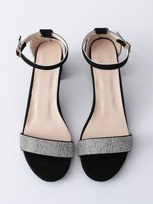 2024 New Strap Chunky Heel Women Sandals, Fashionable And Versatile Valentines Winter Gifts - Black - View 8