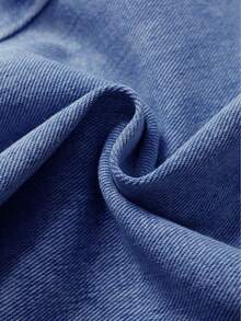 青少年/青少年女孩蓝色实用牛仔裤，休闲宽松直筒多口袋裤 - 深色水洗藍 - 查看 7