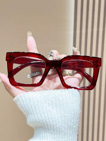 1pc Y2K Square Frame Cute Everyday Vintage Clear Lens Glasses
