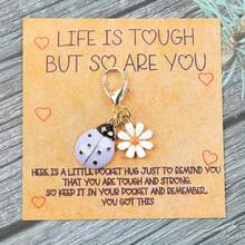 1pc/5pcs Charming Ladybug & Daisy Keychains With Inspirational Pocket Hug Cards - Decorative Metal Lobster Clasp Key Rings, Perfect For Birthdays, Weddings, Back-To-School, Graduation, Christmas, Valentine's Day, And More Backpack For School Halloween Accessories Teachers Day Gift Ideas Bag Accessories Lanyards With Id Holder Car Accessories Bag Charms - Multicolor - View 4