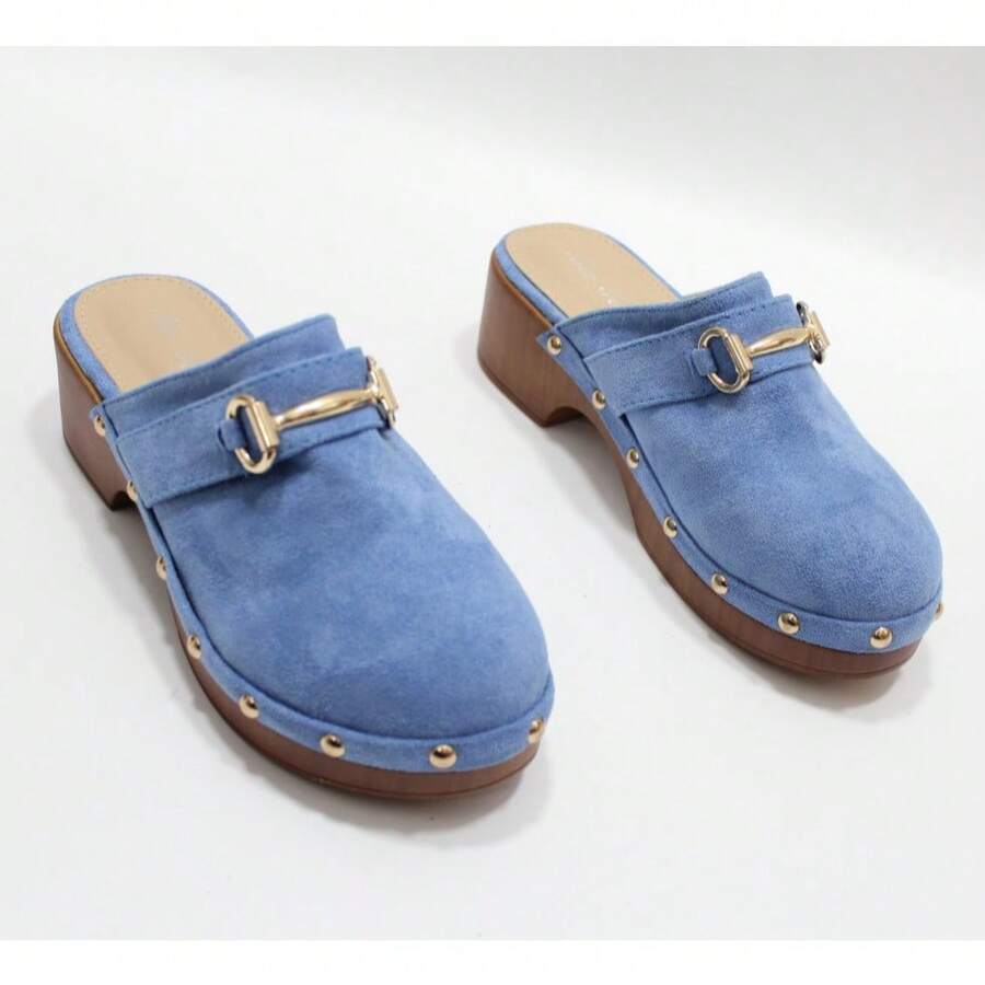 Clogs, Elegant Summer Sandals For Women - Blue - View 1