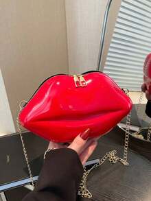 1 chiếc túi đeo chéo nữ hình môi bóng bẩy thời trang, túi xách mini độc đáo, ví nhỏ bằng da PU. - Nhiều màu - Xem 4