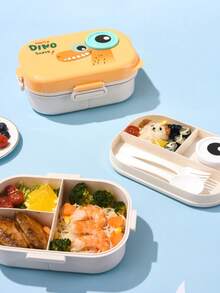 激光雕刻儿童恐龙便当盒，分隔设计防止异味混合，适用于幼儿园午餐盒，办公室微波炉安全，卡通午餐盒套装，定制LOGO企业礼品，野餐和露营便携式餐具，激光雕刻姓名/日期