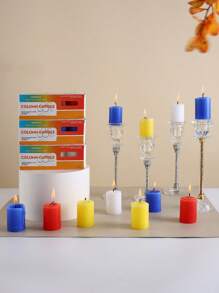 4pcs/Box Candle Pillars, Smokeless Odorless Residue-Free Pillar Candles, 4 Colors, Atmosphere Candles, Blessing Candles, Wish Candles, Lucky Candles, Candle Holder Candles, Wedding Candles, Party Candles, Dining Table Candles