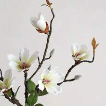 1pc/2pcs/4pcs Artificial Branch Magnolia Flowers, Plastic Flowers, Living Room Table Decoration, Wedding Venue Decoration, Outdoor Garden Decoration, New Year Flower Arrangement Vase Decoration, Home Decoration Gifts