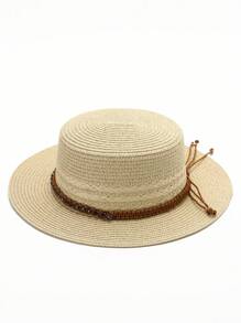LEAJOURNO. 1PC Spring/Summer Women's New Solid Color Korean VersionBritish-Inspired Top Hat, Outdoor Travel, Beach Sunscreen Hat, Sun Hat