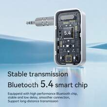 升级版蓝牙 5.4 音频接收器发射器 3.5 毫米 AUX HiFi 立体声音乐无线音频适配器带麦克风免提通话车载套件扬声器蓝牙耳机电视电脑飞机 - 彩色 - 查看 6