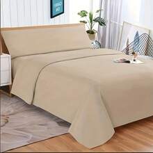 Three-Piece Set Of 100% Washed Sheets With An Ultra-Soft And Lint-Free Feel, Suitable For Beds Of Sizes 90, 105, 135, 150 And 200, Including Fitted Sheet + Flat Sheet And Pillowcases - Màu be - Xem 1