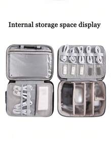 1pc Digital Storage Bag Camera Data Cable Usb Data Pack Large Capacity Password Lock Anti-Theft Travel Bag, Travel Portable Portable Lightweight Travel Supplies, Three Colors Optional, Meet Storage Needs, Hook And Loop Partitions Free Separation Flexible Combination Reasonable Use Of Internal Space, Suitable For Daily Use