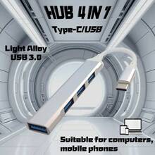 WOWSSYO Hub USB C adaptador multipuerto 4 en 1 Tipo C. Adaptador hub USB C a USB. Puertos ultra delgados USB 3.0/2.0, adecuado para computadoras, teléfonos móviles, tabletas - Multicolor - Ver 11