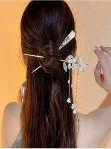 BUCICE 手工中国风发饰 浪漫珐琅花朵流苏发夹 合金饰品发卡 女士发夹 秋季发饰 女士发饰 美发工具 美发用品 美发配件 礼物 美容配件 礼品 旅行 女士礼物 美发用品 圣诞礼物