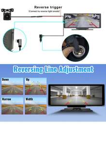 9.3inch Portable Car Screen With Wireless Apple Carplay Android Auto Mirror Link Dash Cam Front And Rear Reversing Monitor 1080P Backup Camera Split Screen/DVR Loop Recording/Voice Control/Bluetooth