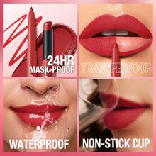 2pcs/Set Fashionable Lip Makeup Set: Matte Lipstick + Lip Liner
