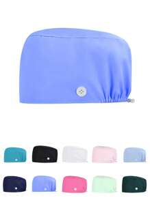 1 pièce Casquette de travail ajustable de couleur unie pour femmes/casquette d'infirmière, design réglable pour le printemps, l'été, l'automne et l'hiver, antibactérien et anti-poussière, convient au personnel médical comme les médecins, les infirmières et les travailleurs de nettoyage