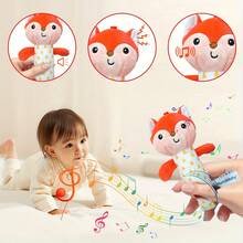 1pc Easy-Grip Baby Rattle Toy - Adorable Cartoon Sheep/Fox Shaped Design With Musical Notes, Durable Polyester Material, Perfect For Car Seat, Strolling, Playtime, Daycare Toys | Musical Rattle | Soft Texture (Multiple Styles Available) - Multicolor - View 4