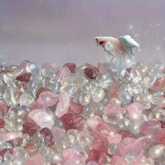 100/200g Moonlight Stone, Strawberry Stone, Aquarium, Garden Landscape - Small Ornamental Fish Tank Decor, Small Betta Fish Tank Landscape Gravel