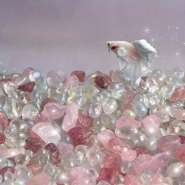 100/200g Mondstein, Erdbeererstein, Aquarium, Garten Landschaft - Kleine ornamentale Fischbehälter Dekoration, kleine Betta Fischbehälter Landschaft Kies