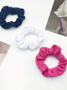 3 件可拉伸混色发圈，优雅防滑面料纹理发带，适合女士和女孩日常使用