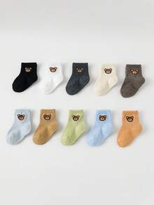 10 pares de meias unissex para bebês, estampas fofas de desenho animado, elásticas, macias e confortáveis, meias curtas - Multicolorido - Ver 3