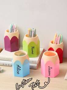 Personalized Letter Name Pen Holder, Custom Pencil Holder, Desk Decoration For Classroom Teacher Organization, Gift Idea For Teacher, Pink Blue Pencil Holder, Cute And Popular Custom Pen Holder