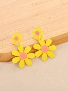 1 Pair Europe&America Brand Personalized 3D Shiny Acrylic Flower Earrings For Women