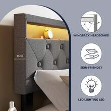 OYAJIA Lift Up Storage Bed Double Size Ottoman Upholstered  Bed Frame - No Box Spring Needed, Gray | Space-Saving Solution With Under-Bed Storage And Stylish Ottoman Included - Dark Grey - View 6