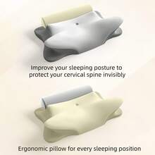 Cervical And Roll Neck Pillow,2 In 1 Removable Ergonomic For Pain Relief,Support For Sleeping,Memory Foam For Side, Back & Stomach Sleepers - White - View 4