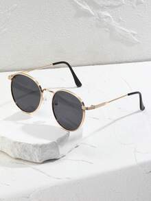 1 副时尚复古细金属边框圆形镜框时尚眼镜 - 黑色 - 查看 3