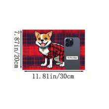1pc Star & Red Clothed Dog Print Pet Placemat, Quick Drying Feeding Mat For Cats & Dogs, Easy To Clean, Suitable For Pets All Seasons, Pet Cage Pad