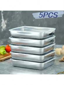 5 pezzi Set contenitori per alimenti in acciaio inossidabile con coperchi trasparenti - Grandi contenitori quadrati per carne, frutta e verdura - Perfetto per campeggio, uso esterno e domestico, contenitori organizzati e impilabili per la cucina - Ideale per uso domestico e all'aperto, essenziali per il campeggio|Contenitori impilabili|Conservazione durevole, Contenitori in acciaio inossidabile
