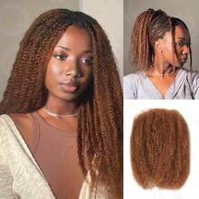 [Brazilian Remy Hair] Natural Color 100% Brazilian Remy Hair Afro Kinky Curly Bulk Human Hair For Braiding 1 Bundle 50g/Pc No Weft For Women - S33 - View 1