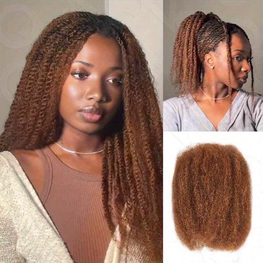 [Brazilian Remy Hair] Natural Color 100% Brazilian Remy Hair Afro Kinky Curly Bulk Human Hair For Braiding 1 Bundle 50g/Pc No Weft For Women - S33 - View 1