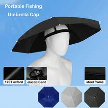 1pc 110g/3.9oz Portable Rain Hat Umbrella, Large Head-Mounted Umbrella, Fishing Cap, Sun Protection, Fishing Accessories, Fishing Gear - Multicolor - View 2
