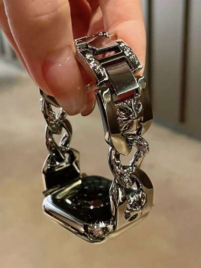 Pulseira de corrente de metal, item essencial para blogueiros de moda, compatível com as séries de 40 mm, 41 mm, 42 mm e 44 mm, pulseira unissex