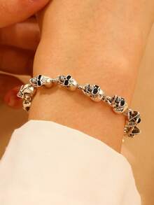 1pc Men's Gothic Punk Style Skull Design Creative Personalized Fashion Bracelet, Men Jewelry Gift - Multicolor - View 11