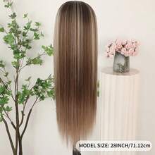 Purple Color Lace Front Wigs Pre Plucked Hairline Long Straight Wigs For Fashion Women Girls Party Daily Wear Glueless Dark Purple Lace Front Synthetic Wigs 13x4 Free Part Heat Resistant Fiber Hair 28 Inch 180% Density - Ash Blonde Highlight - 查看 8