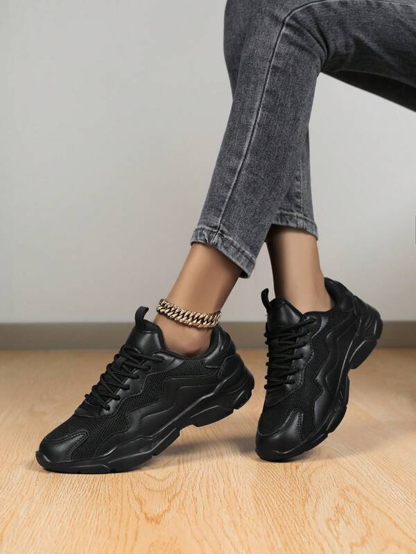 Baskets maille respirantes pour femmes, baskets mode semelle épaisse, chaussures de course confortables