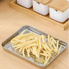 Stainless Steel Baking Sheet Tray Cooling Rack With, Cookie Pan With Cooling Rack, Pizza Crisper, Multipurpose Cooking Sheet Pan, Cooling Rack, Kitchen Cookware Set, Dishwasher Friendly Easy Clean