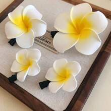 10 Stück gelbe Blumen Haarklammern seitlich Kunststoff Blütenblatt Haarspangen Mode süß Metall Haarklammern Frauen Strand Urlaub Haarzubehör Geschenke