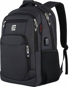 Marcello Laptop Backpack With USB Charging&Headphone Port,Anti-Theft Business Backpack With Breathable Padded Shoulder Strap,Water Resistant Computer Rucksack For School/Work/Travel - Negro - Ver 1