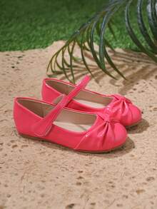 1 Pair Elegant Bow Design Slip-On Flats For Girls, Suitable For Spring/Summer - Hot Pink - View 4
